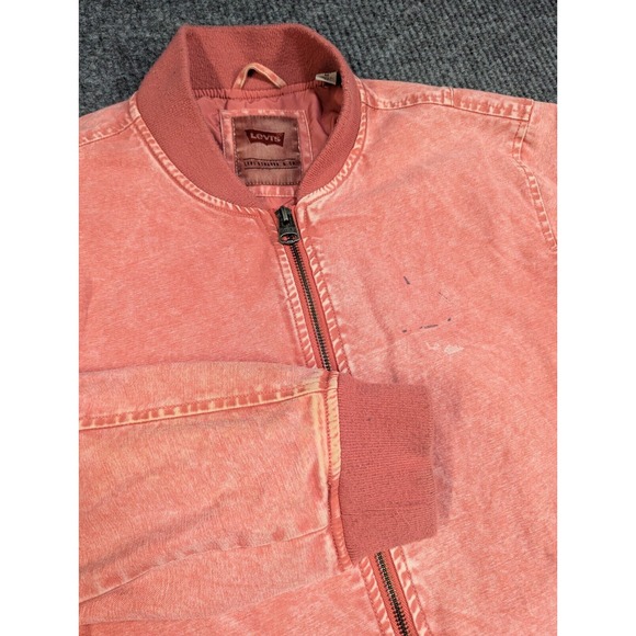 VTG Levis Jacket Mens Medium Pink Full Zip‎ Canvas Bomber Acid Wash Grunge Y2K - Picture 1 of 16
